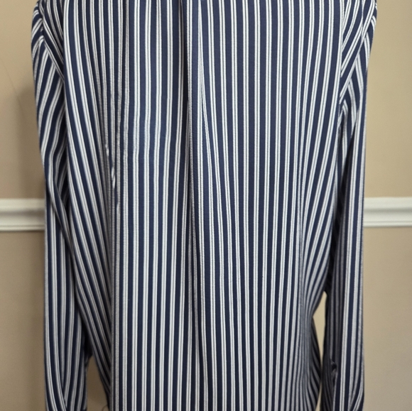 MICHAEL MICHAEL KORS Womens Navy Striped Half-Zip Long Sleeve Blouse Top Size M. - Picture 5 of 10